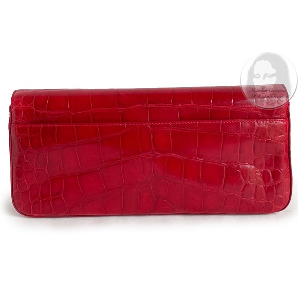 Coach Alligator Clutch Bag #8389 Italy Limited Edition Red Genuine Alligator HTF - Picture 8 of 13